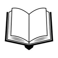 Open book in black and white simple. vector