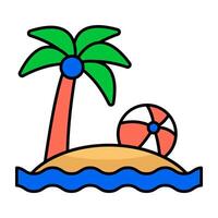 flat design icon of palm tree vector