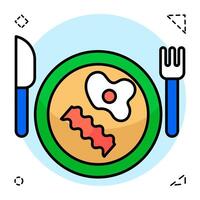 Conceptual Flat Circular design icon of breakfast vector