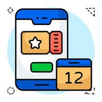 Modern Flat Circular design icon of mobile tickets vector