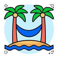 A Flat Circular design icon of hammock vector
