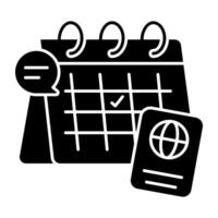A soild design icon of travel schedule vector