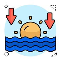 A Flat Circular perfect design icon of ocean sunset vector