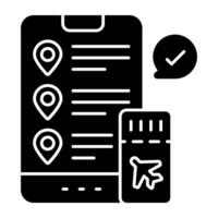 Soild design icon of mobile ticket vector