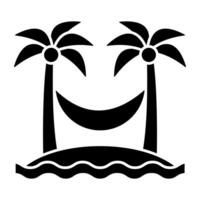 A Soild design icon of hammock vector