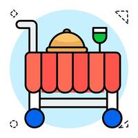 Flat Circular design icon of food cart vector