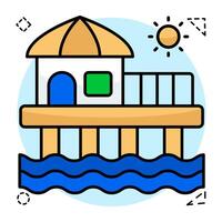 Perfect design Flat Circular of beach home building vector