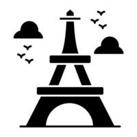 Modern Soild design icon of Eiffel tower vector