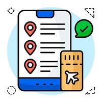 Modern Flat Circular design icon of mobile ticket vector