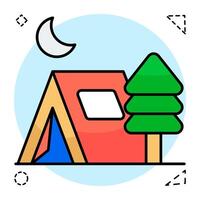 Modern Flat Circular design icon of camp vector