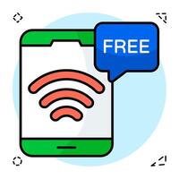 Internet signal inside smartphone showcasing free mobiles wifi icon vector