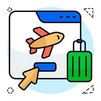 A Flat Circular design icon of online flight booking vector