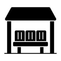A Soild icon design of waiting area vector