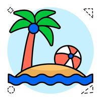 Trend Flat Circular design icon of palm tree vector
