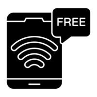 Internet signal inside smartphone showcasing free mobile wifi Soild icon vector
