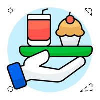 Flat Circular design icon of waiter vector