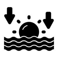 A Soild design icon of ocean sunset vector