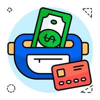 A unique Flat Circular design icon of purse vector