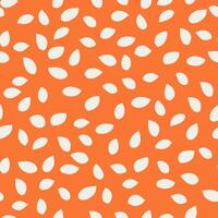 Seamless minimalist pattern with abstract white teardrop shapes scattered on a bright orange background. Elegant and simple design suitable for fabrics, wallpapers, or digital prints. vector