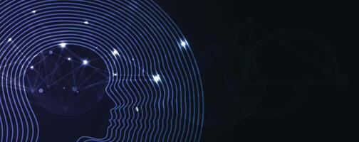 the brain is connected to a network of lines vector