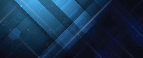 abstract dark blue technology background with lines and dots vector