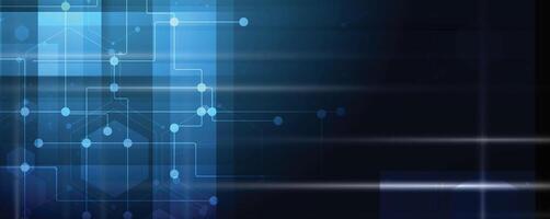 technology dark background with blue lines and dots vector