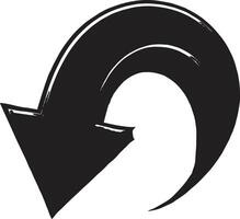 Curved Downward Arrow Symbol Black and White Directional Turn Sign Navigation Pointer for UI Infographic Design vector
