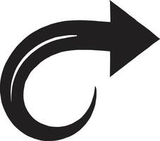 Curved Arrow Symbol Black and White Directional Turn Sign Navigation Pointer Icon for Infographic UI Design vector