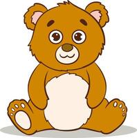 illustration of a teddy bear sitting on the floor and smiling vector