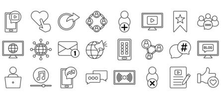 Set of Social media Icons or symbols.. vector