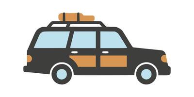 Flat icon of a station wagon. This graphic represents travel and tourism, perfect for website and app design, logos, and user interfaces. vector