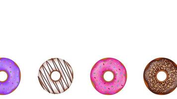 looped animation with rolling donuts. doughnut animated banner video