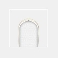 White Ramadan Kareem design template, geometric arch in Arabic Style vector
