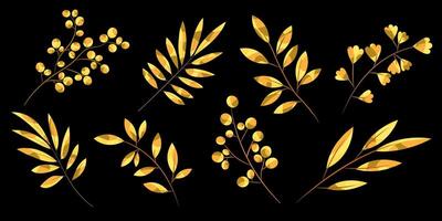 Stylized various colorful autumn branches with leaves, different shapes vector