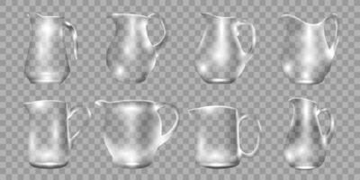 Glass jugs, pitchers 3d realistic collection vector