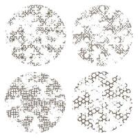 Circles with grunge monochrome texture patterns vector