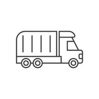 A garbage truck line icon on a white background vector