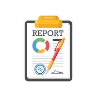 Report icon with pen and paper on clipboard vector