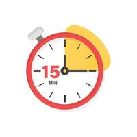 A stopwatch with the 15 minute mark on it vector