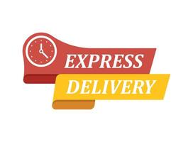 Express delivery logo with clock and ribbon vector