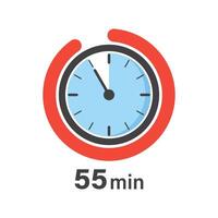 A clock with the word 55 minutes on it vector