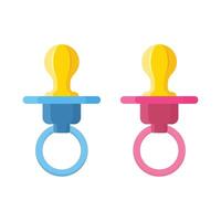Two pacifiers with rings on them vector