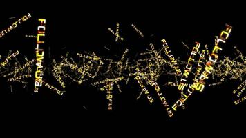 Loop follow Us gold text animation abstract background video