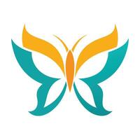 Minimalist Butterfly with Teal Wings and Gold Details on Transparent vector