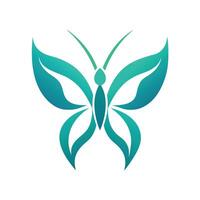 Leaf Butterfly in Teal Gradient Isolated on White Background Design vector