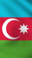Vertical, portrait, waving national flag of Azerbaijan. Smooth animation with highly detailed, realistic animated background for social media, screens smartphone. Cloth motion, official colors. video