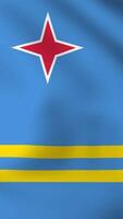 Vertical, portrait, waving national flag of Aruba. Smooth animation with highly detailed, realistic animated background for social media, screens smartphone. Official colors cloth motion video