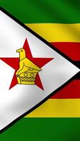 Vertical, portrait, waving national flag of Zimbabwe. Smooth animation with highly detailed, realistic animated background for social media, screens smartphone. Cloth motion, official colors. video