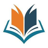 Open Book Logo Icon in Teal Blue and Orange on a White Background Abstract Design vector