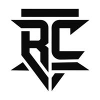 Modern Geometric RC Logo Design in Black and White with a Triangular Accent vector